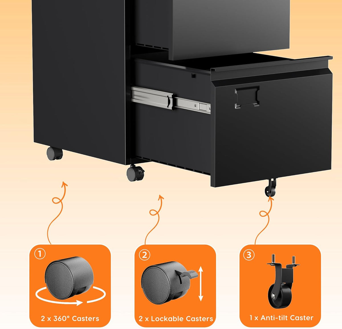 2-Drawer Mobile File Cabinet for Home Office