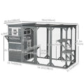 Wooden Cat Catio 76"L Walk in Outdoor Cat House with Asphalt Roof Platforms