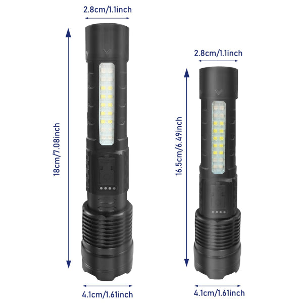 2Pack USB Rechargeable LED Flashlight Adjustable Focus Camping Hiking Outdoor