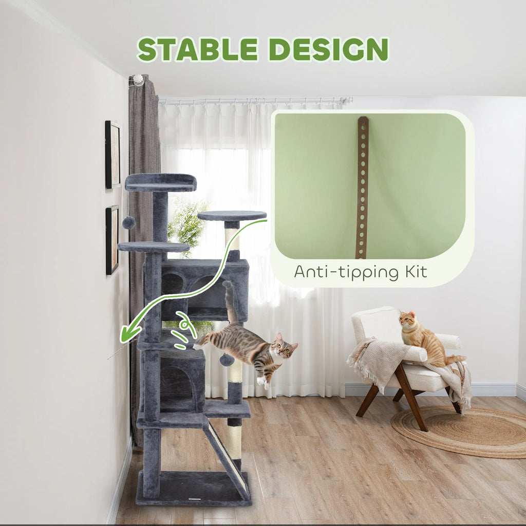 54" Cat Tree Multi Level Cat Tower with Scratching Posts Cat Condos Bed - Image 4