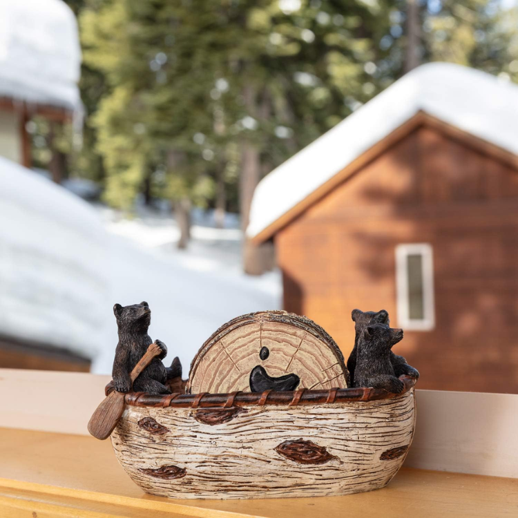 6 Piece Bear Coaster Set Handcrafted Black Bear Drink Coasters Rustic Cabin