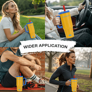 26oz Insulated Tumbler With Handle & Straw Stainless Steel Cold Cup Keeps - Image 5