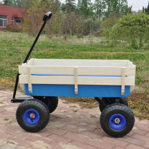 All-Terrain Garden Utility Wagon with Wood Side Rails