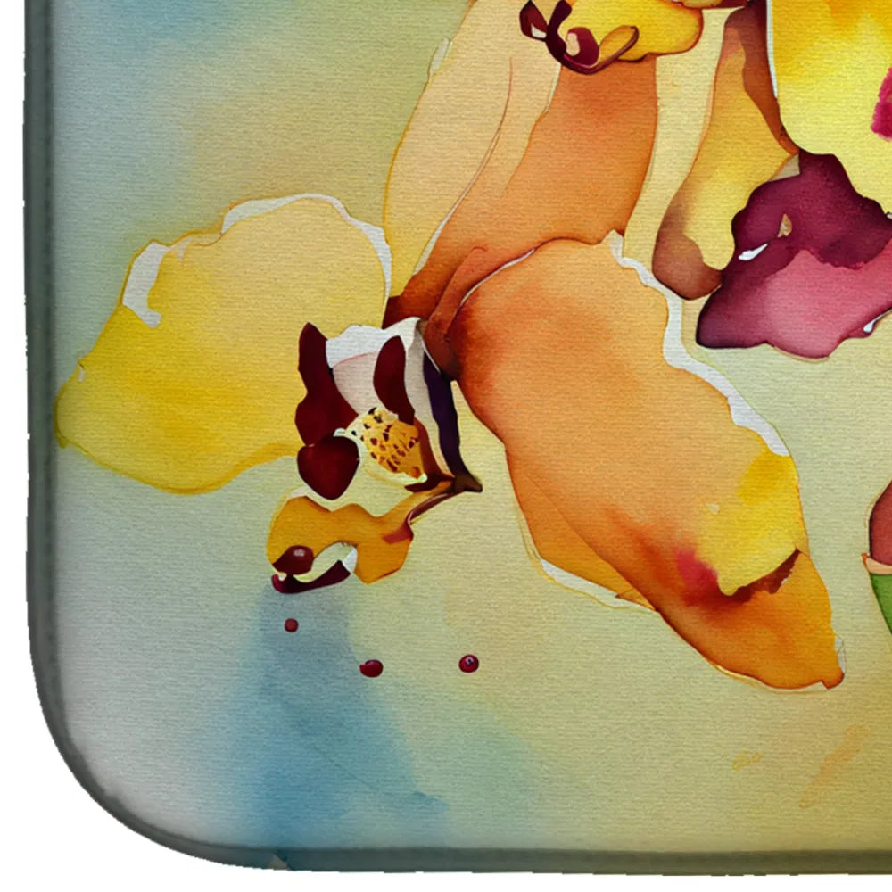 Orchids in Watercolor Dish Drying Mat Absorbent Dish Drying Mat Pad for Kitchen - Image 4