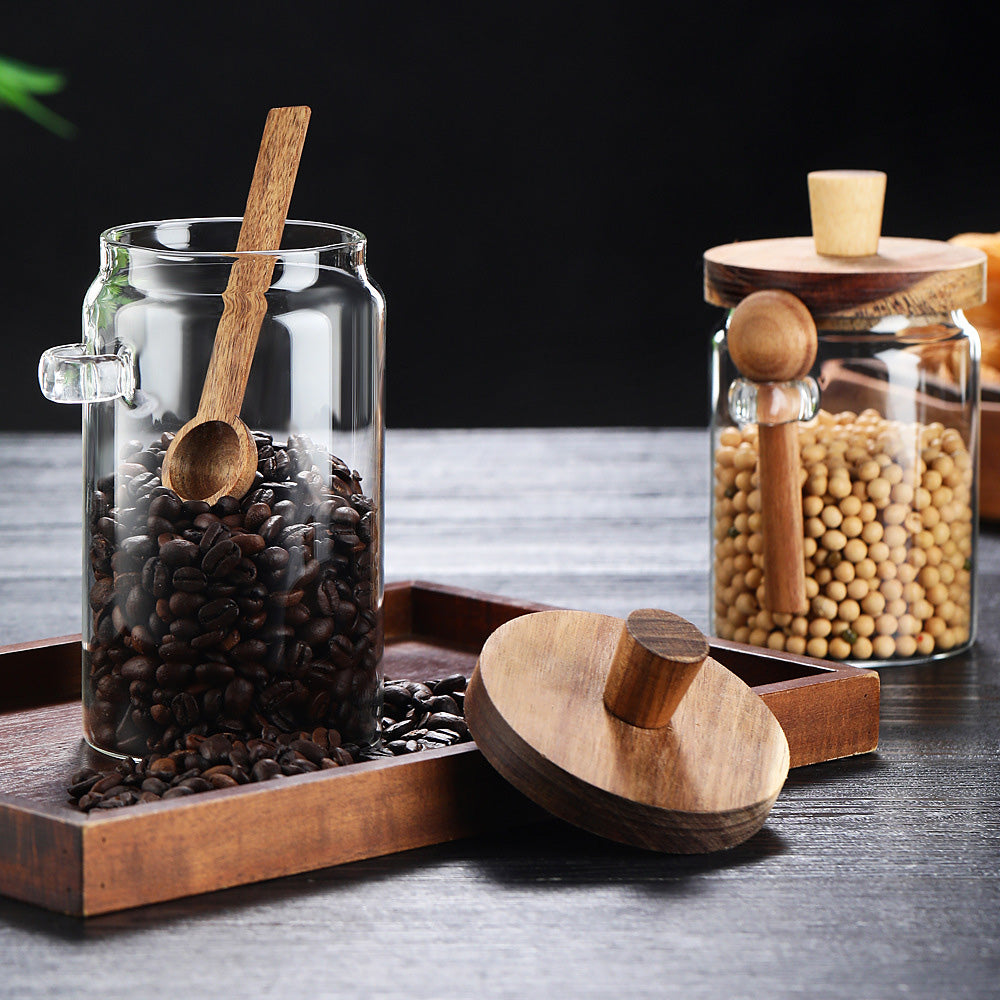 Glass Coffee Jars With Spoons Candy Biscuit Storage Tea - Additional View 6