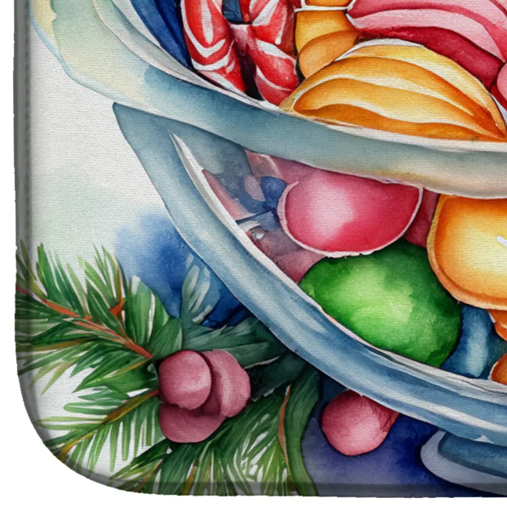 Christmas Candy Canes Dish Drying Mat Absorbent Dish Drying Mat Pad for Kitchen - Image 4