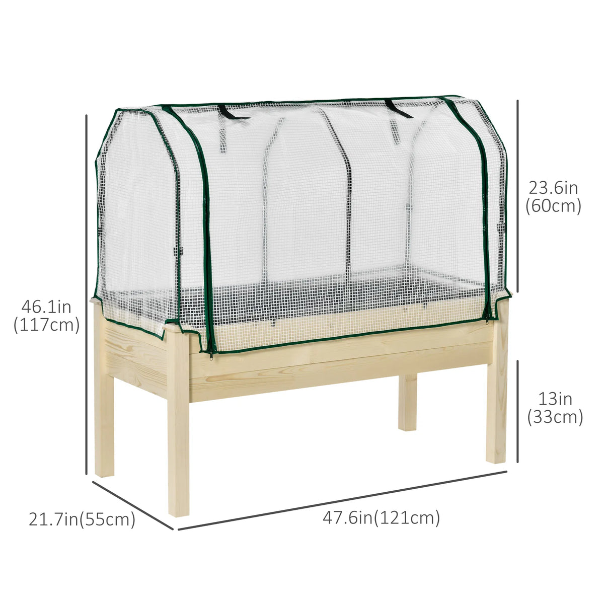 Raised Garden Bed with PE Greenhouse Cover Outdoor Elevated Wood Planter Box - Image 3