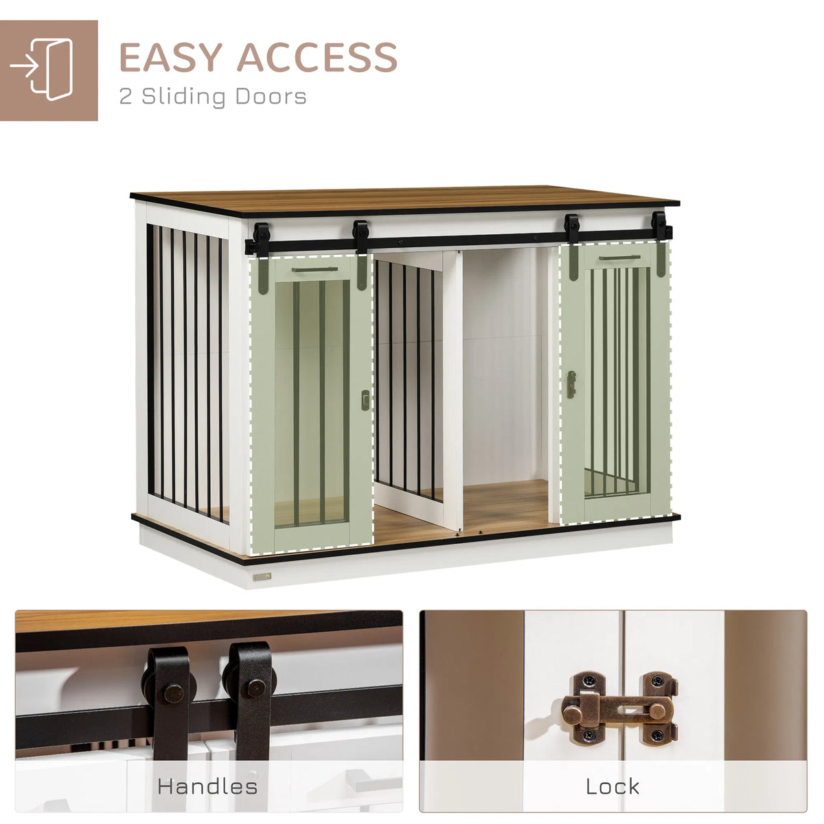 47in Dog Crate Furniture with Divider Panel Wooden Dog Kennel TV Stand for - Image 5