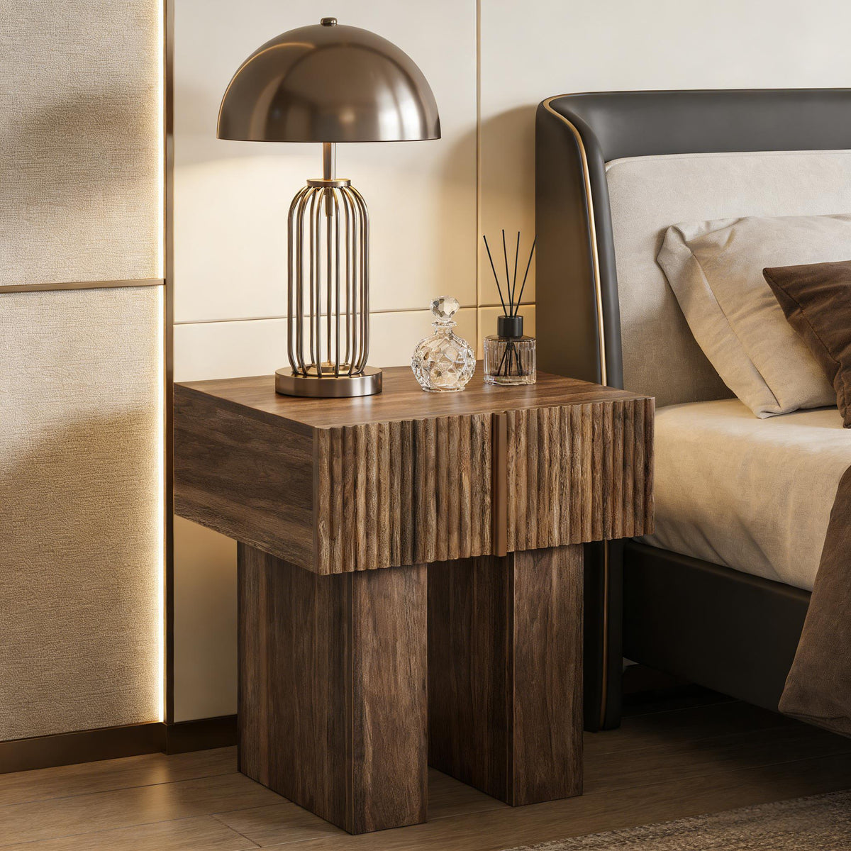 Fluted Storage Nightstand