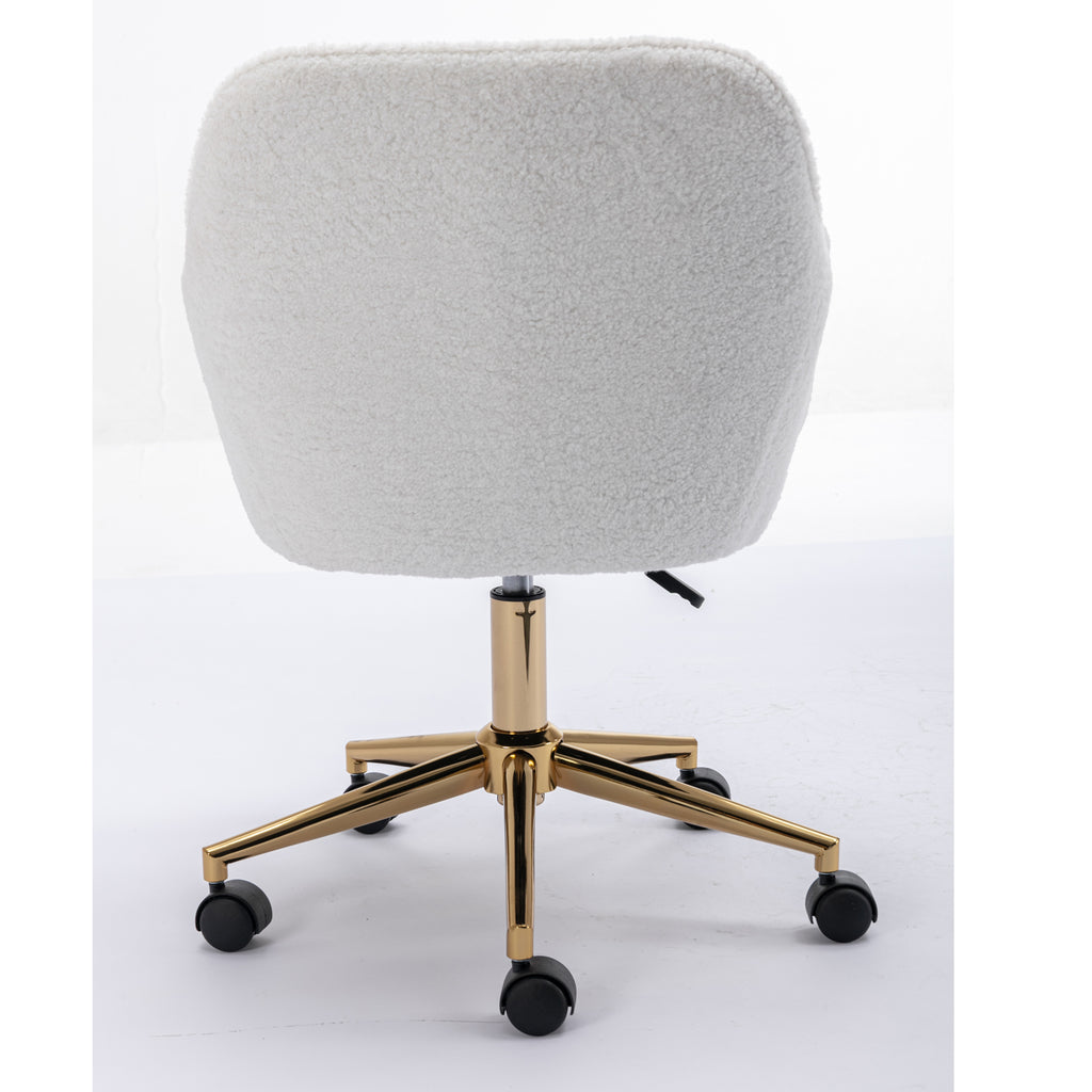 Modern Teddy Fabric Adjustable Height 360 Revolving Home Office Chair With Metal Legs - Image 5