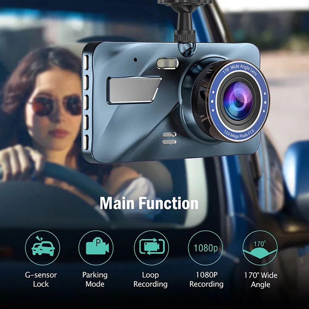Touch Screen Dash Cam 4" 1080p Dual Lens Car DVR Recorder Front And Rear Camera - Image 3