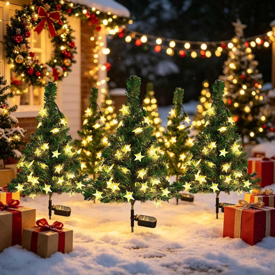 Pack Solar Christmas Tree Garden Stake Lights Waterproof Outdoor Decorations - Image 4