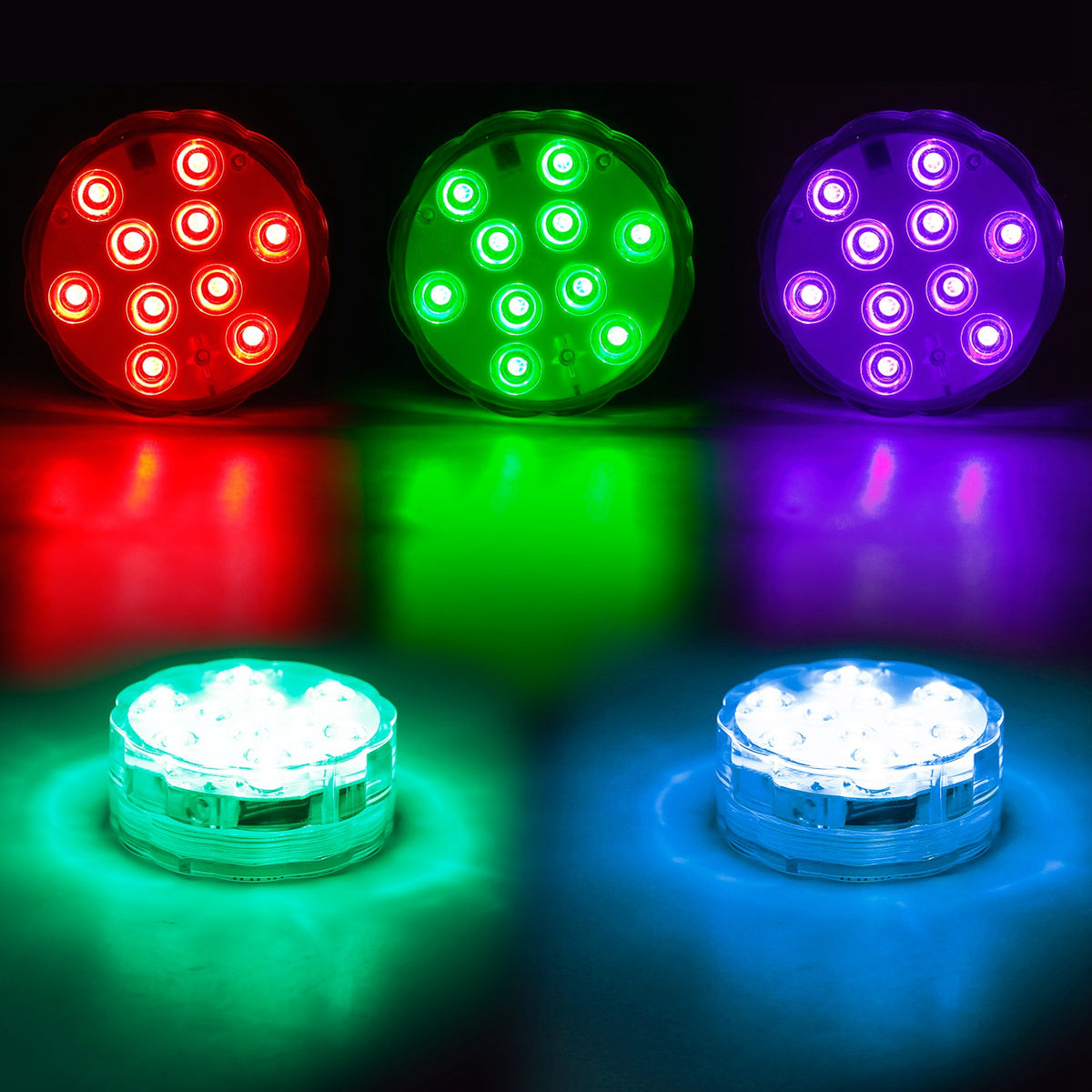 4Pcs RGB Swimming Pool Lights With Remote Control IP68 Waterproof Battery - Image 2