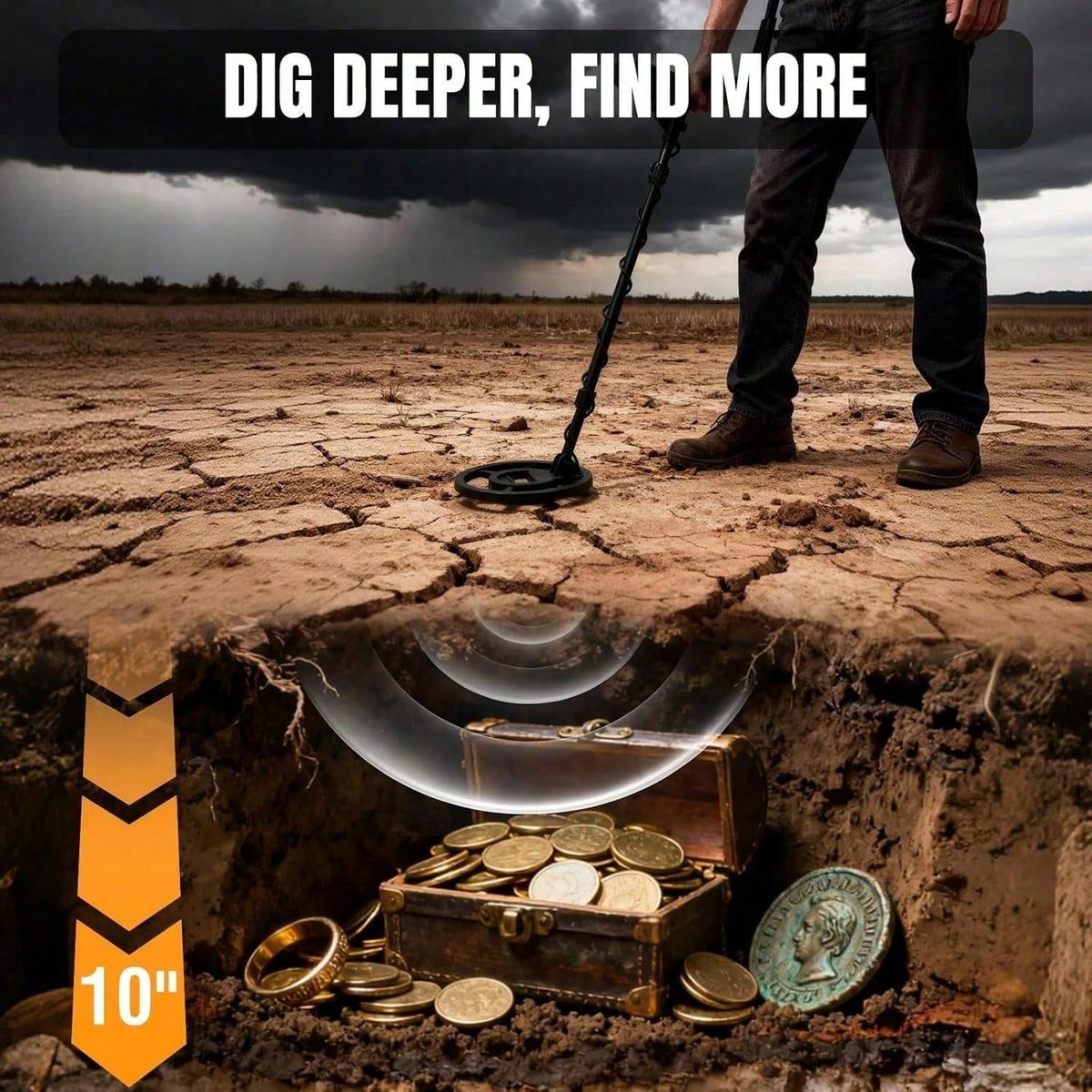 High Precision Professional Adult Metal Detector 4 Modes 10 Inch IPX7 - Image 2