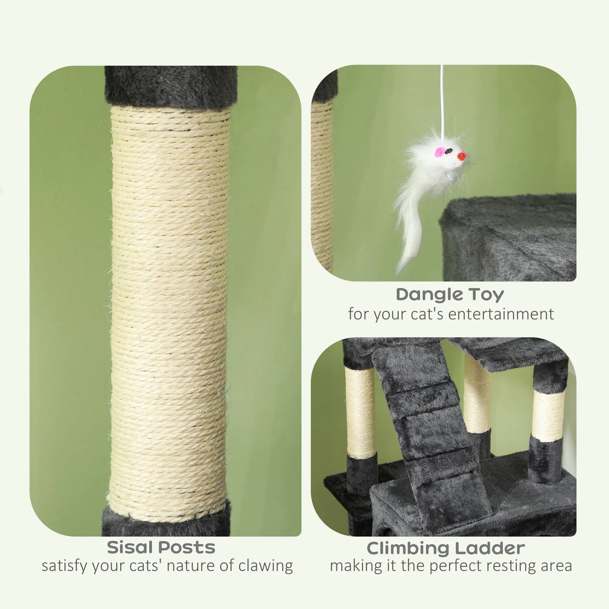 68 inch Multi Level Cat Scratching Tree Kitty Activity Center Post Tower Condo - Image 3