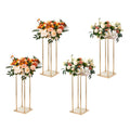 4PCS Gold Metal Column Wedding Flower Stand 23.6inch High With Metal Laminate