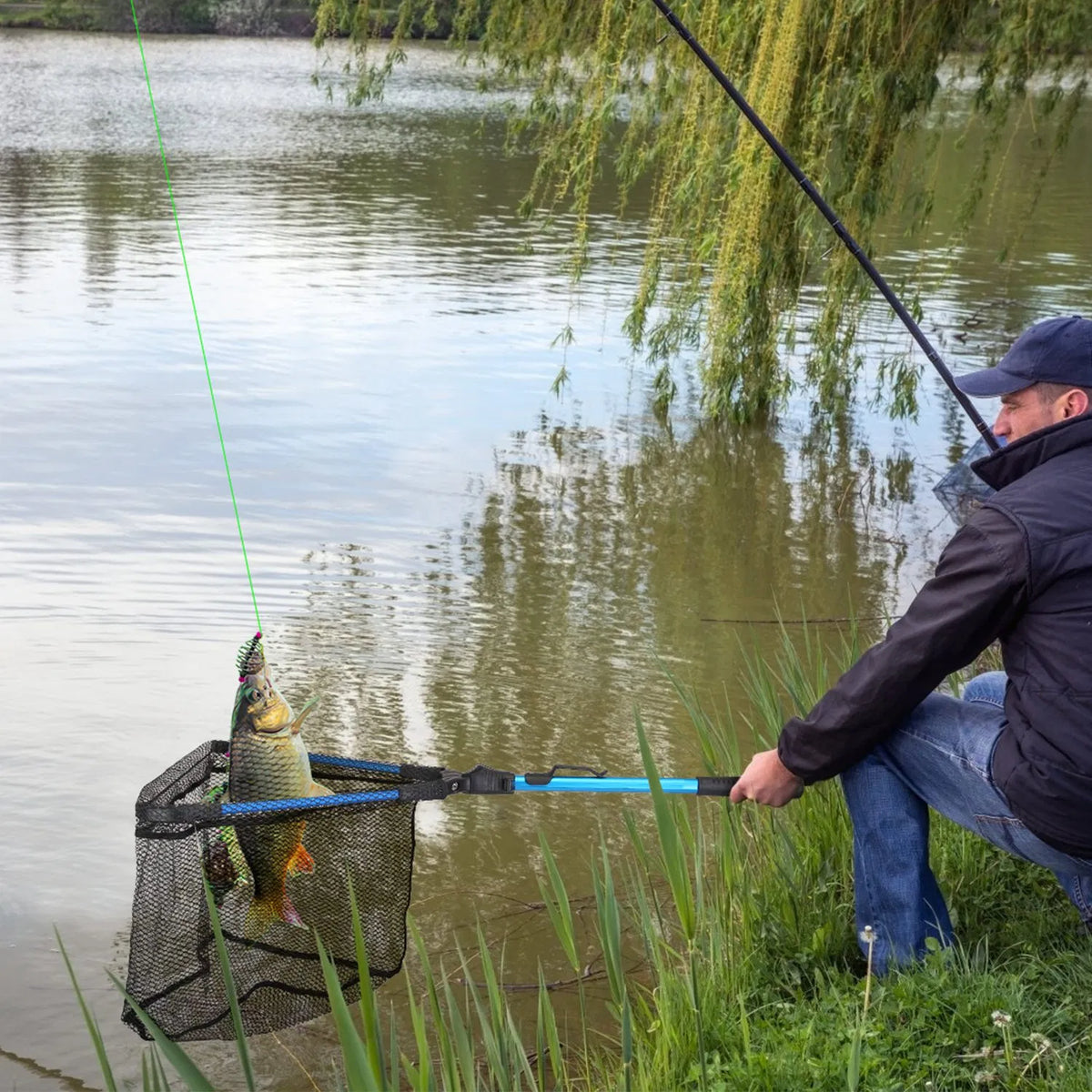 Foldable Fishing Net With Aluminum Alloy Rod EVA Handle Durable 5MM Hexagonal - Image 3