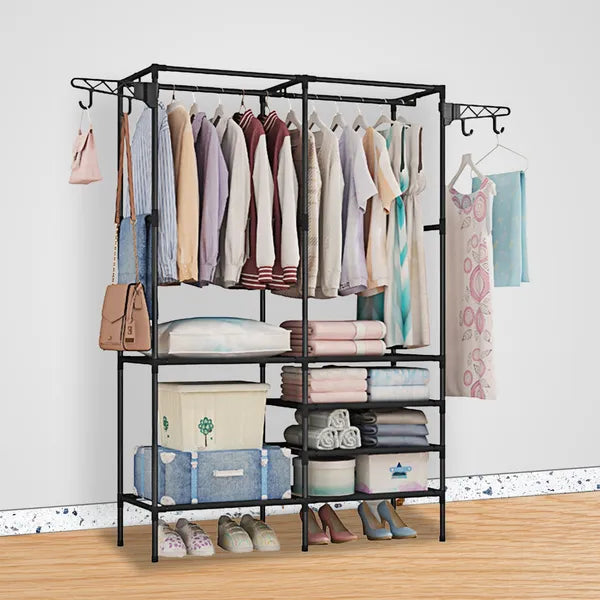 Metal Garment Rack Shoe Clothing Organizer Shelves Freestanding Multifunctional - Image 2