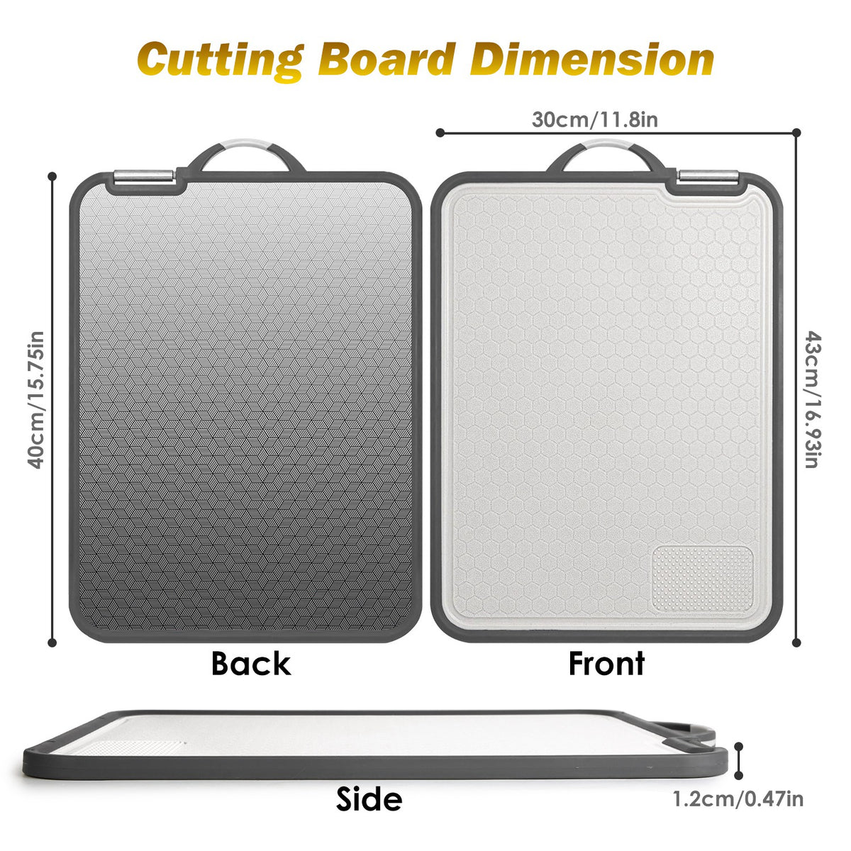 2 Piece 2pcs Double Sided Cutting Board Stainless Steel PP Chopping Lightweight - Image 2
