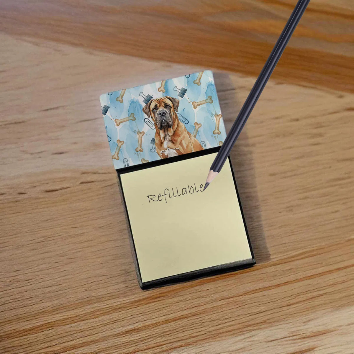 Neapolitan Mastiff Coworker Watercolor Sticky Note Holder Refillable - Image 7