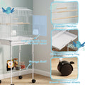 49" Rolling Bird Cage Cockatoo House Play Top Finch Pet Supply with Storage