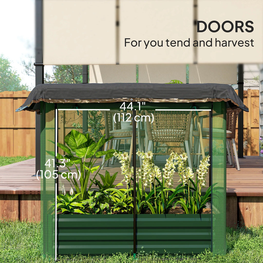 Galvanized Steel Planter Box with Crop Cage and Shade Cloth Raised Garden Bed - Image 4