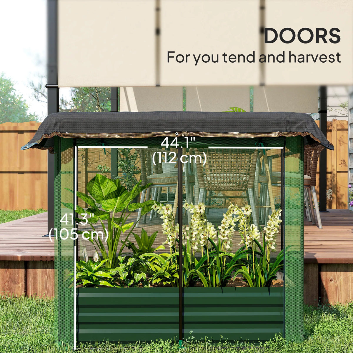 Galvanized Steel Planter Box with Crop Cage and Shade Cloth Raised Garden Bed - Image 4