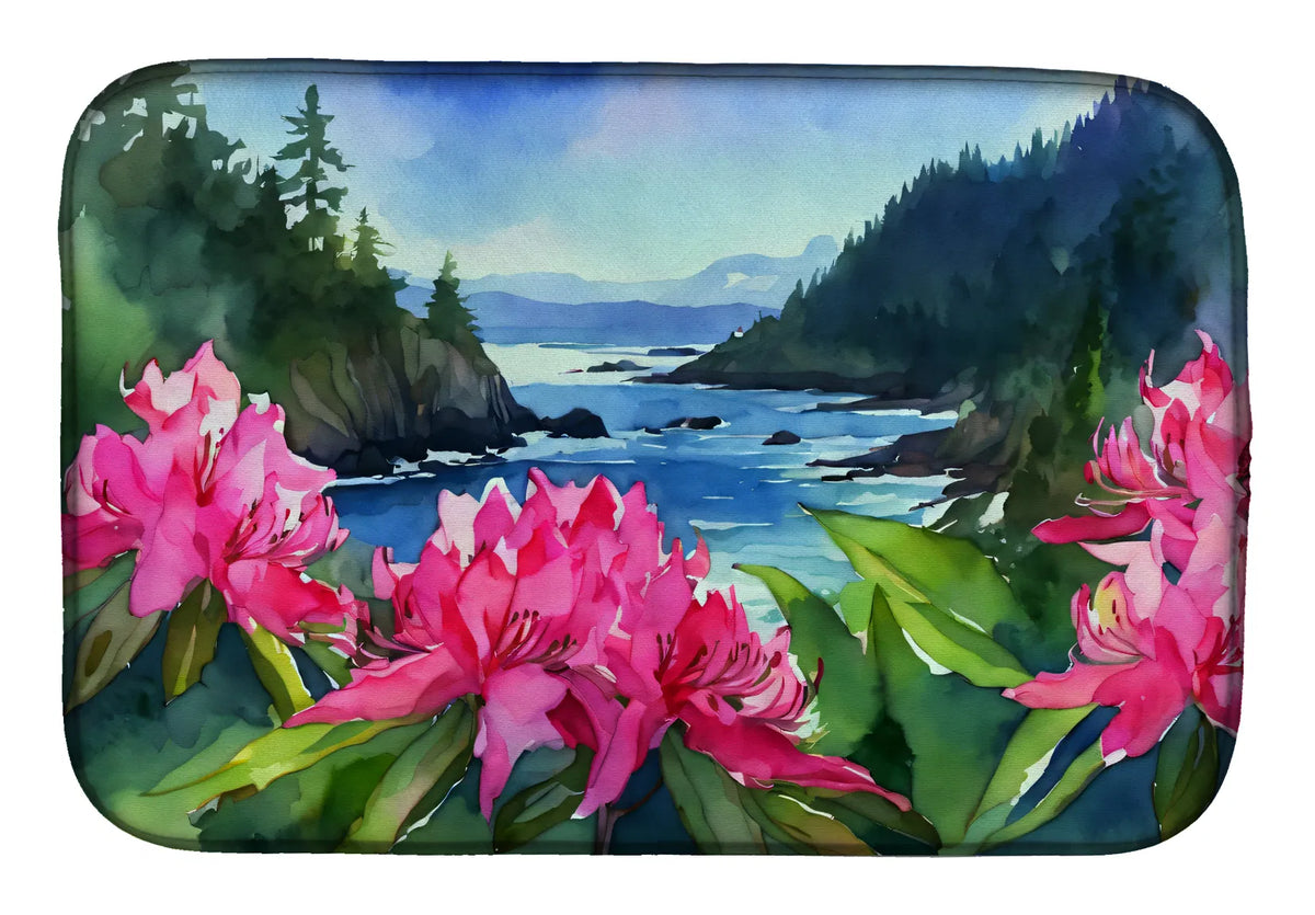 Washington Coast Rhododendrons in Watercolor Dish Drying Mat Absorbent Dish - Image 3
