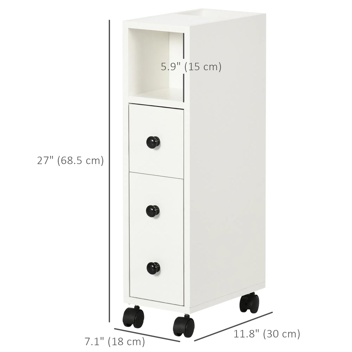 Slim Bathroom Cabinet with Wheels Narrow Bathroom Storage Cabinet with Door - Image 3