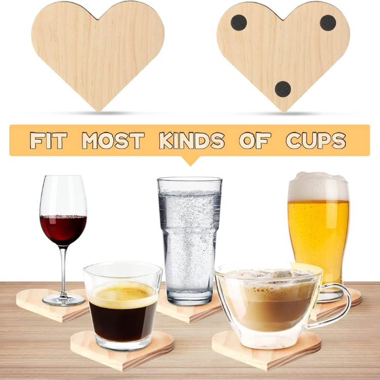 12 Piece Unfinished Wood Coaster Blanks Solid Wooden Drink Coasters For Laser - Image 4