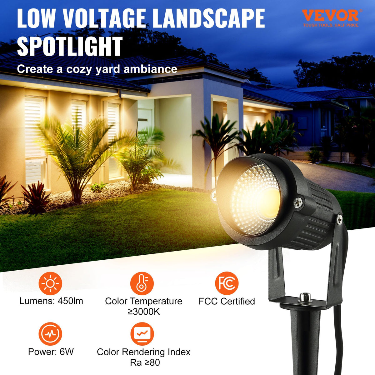 landscape lighting 6w low voltage dimensions and features