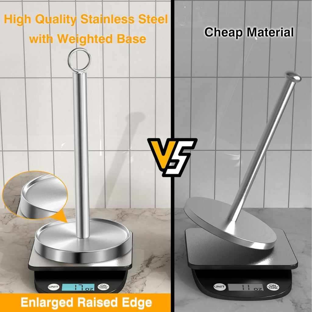 Silver Stainless Steel Paper Towel Holder Countertop With Weighted Non Slip - Image 8