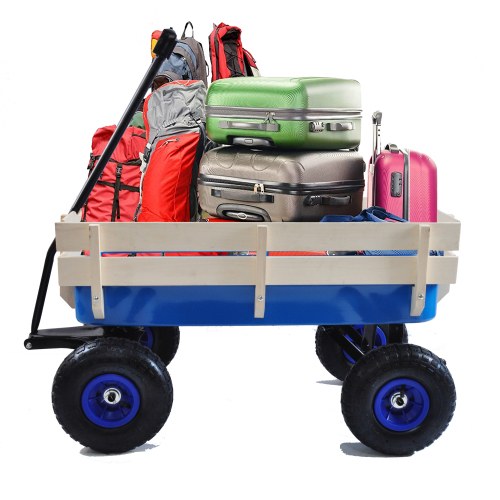 All-Terrain Garden Utility Wagon with Wood Side Rails