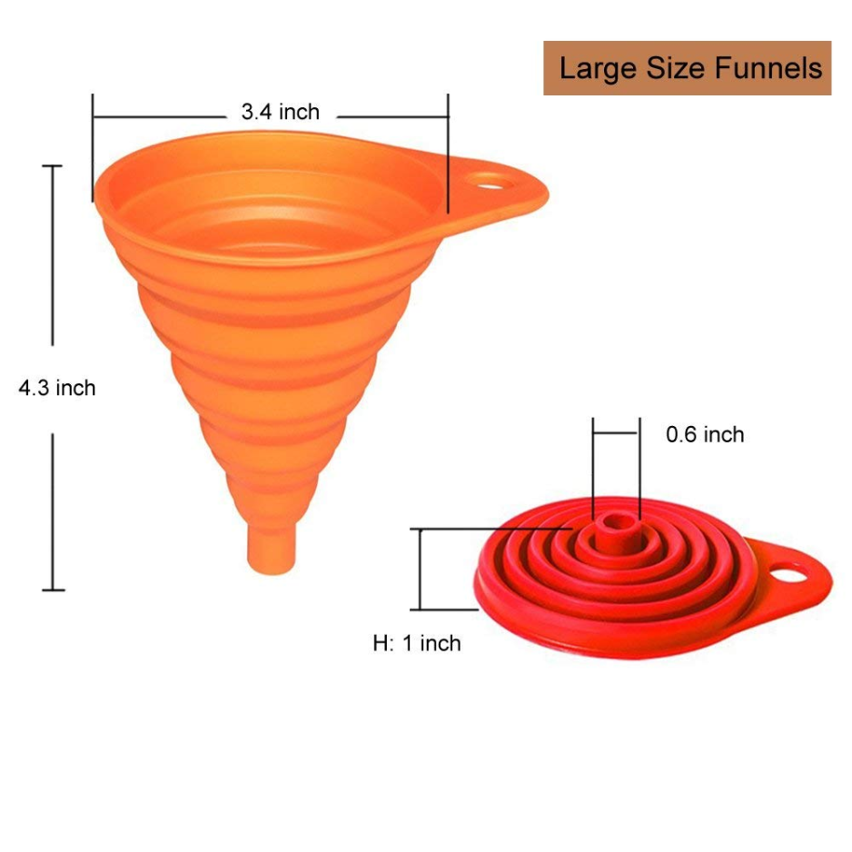 4 Pack Collapsible Silicone Kitchen Funnel Set Small & Large Food Grade - Image 4
