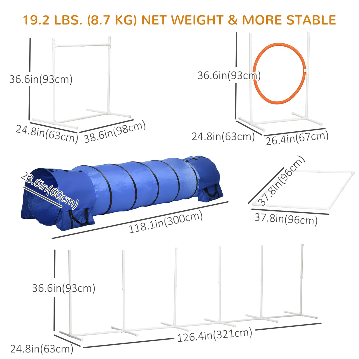 5Pcs Dog Agility Training Equipment with 8.7KG Net Weight Pet Agility Set with - Image 3
