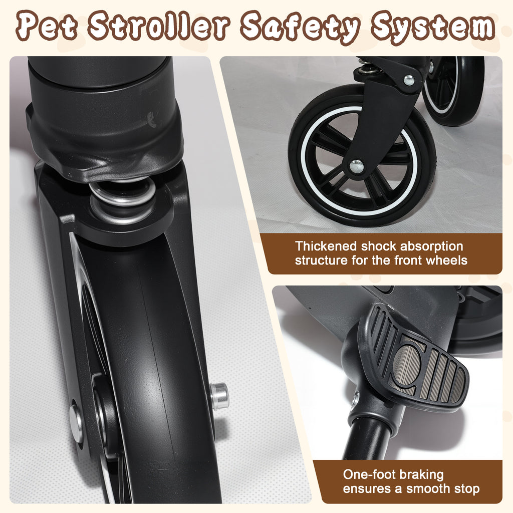 Pet Stroller for Dogs and Cats 2 in 1 Detachable Foldable 4 Wheels Pet - Image 4