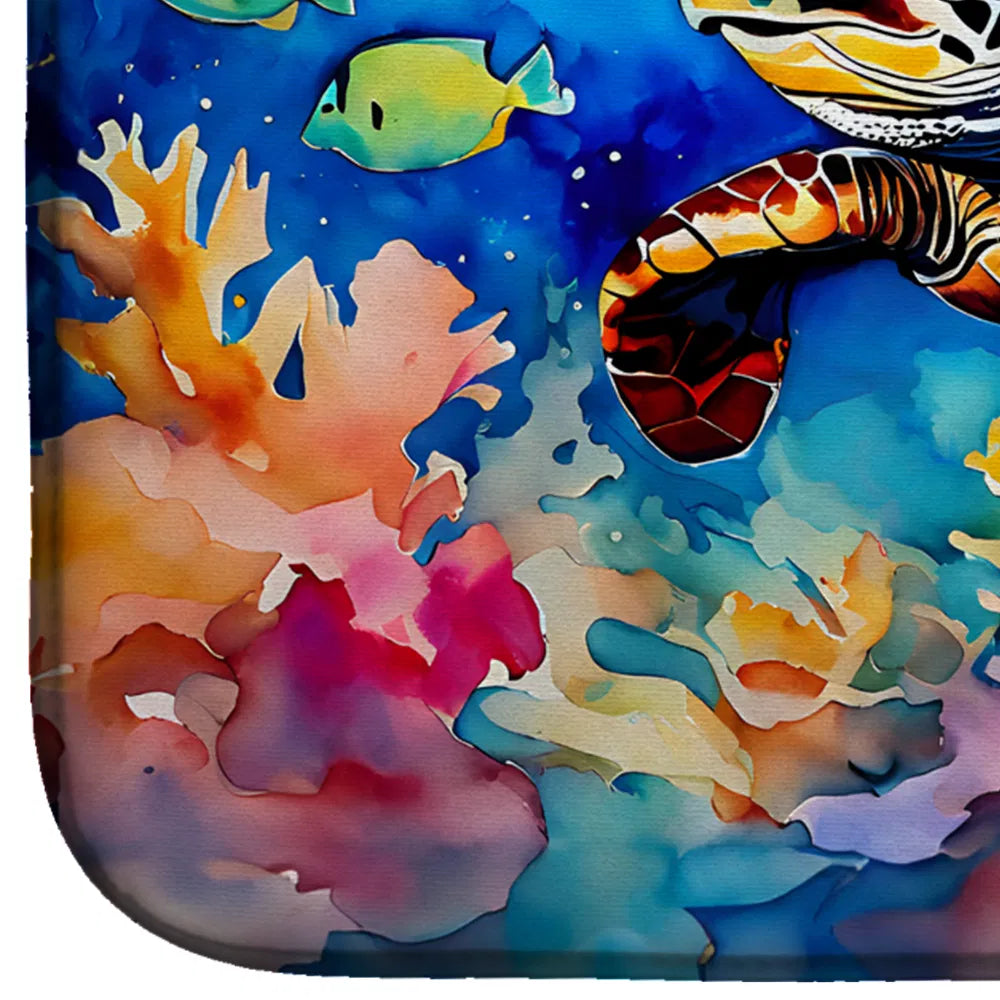 Loggerhead Sea Turtle Dish Drying Mat Absorbent Dish Drying Mat Pad for Kitchen - Image 2