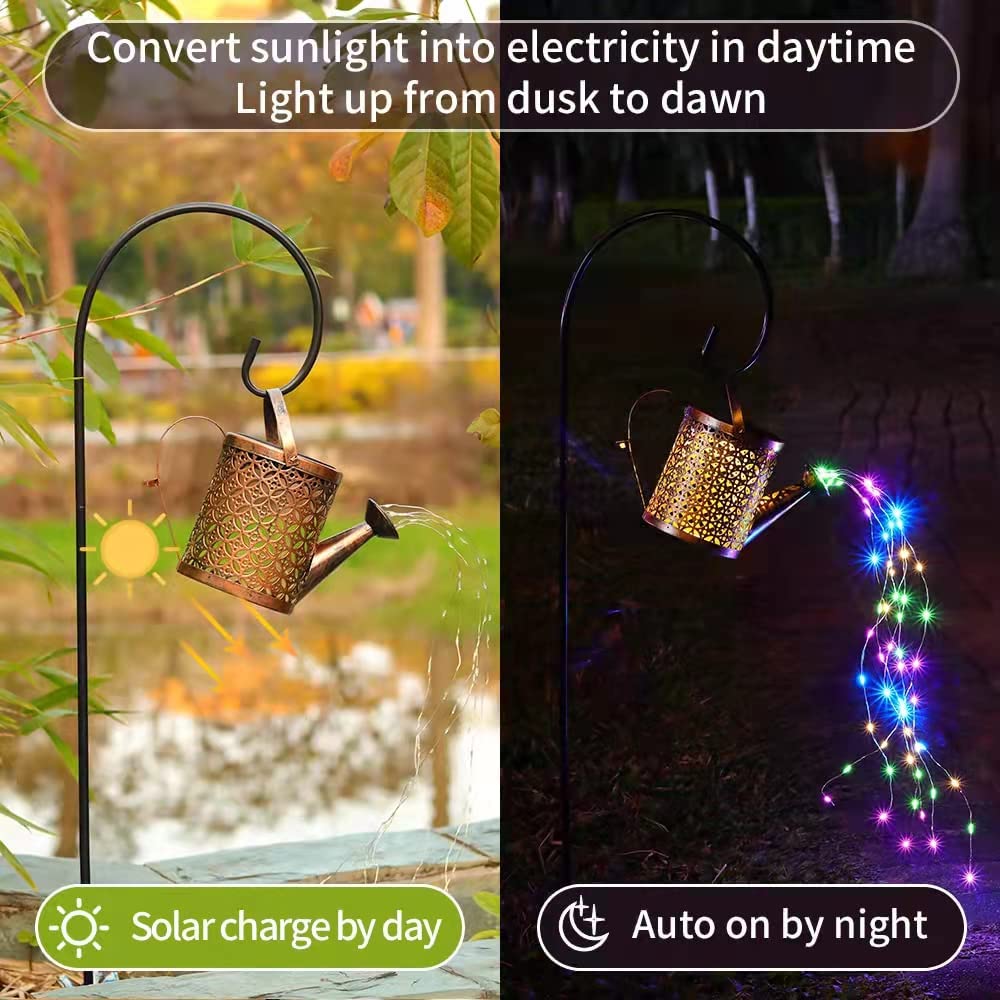 1 2pcs Watering Can Lights Copper Solar Garden Lights For Outdoor Pathway Yard - Image 4
