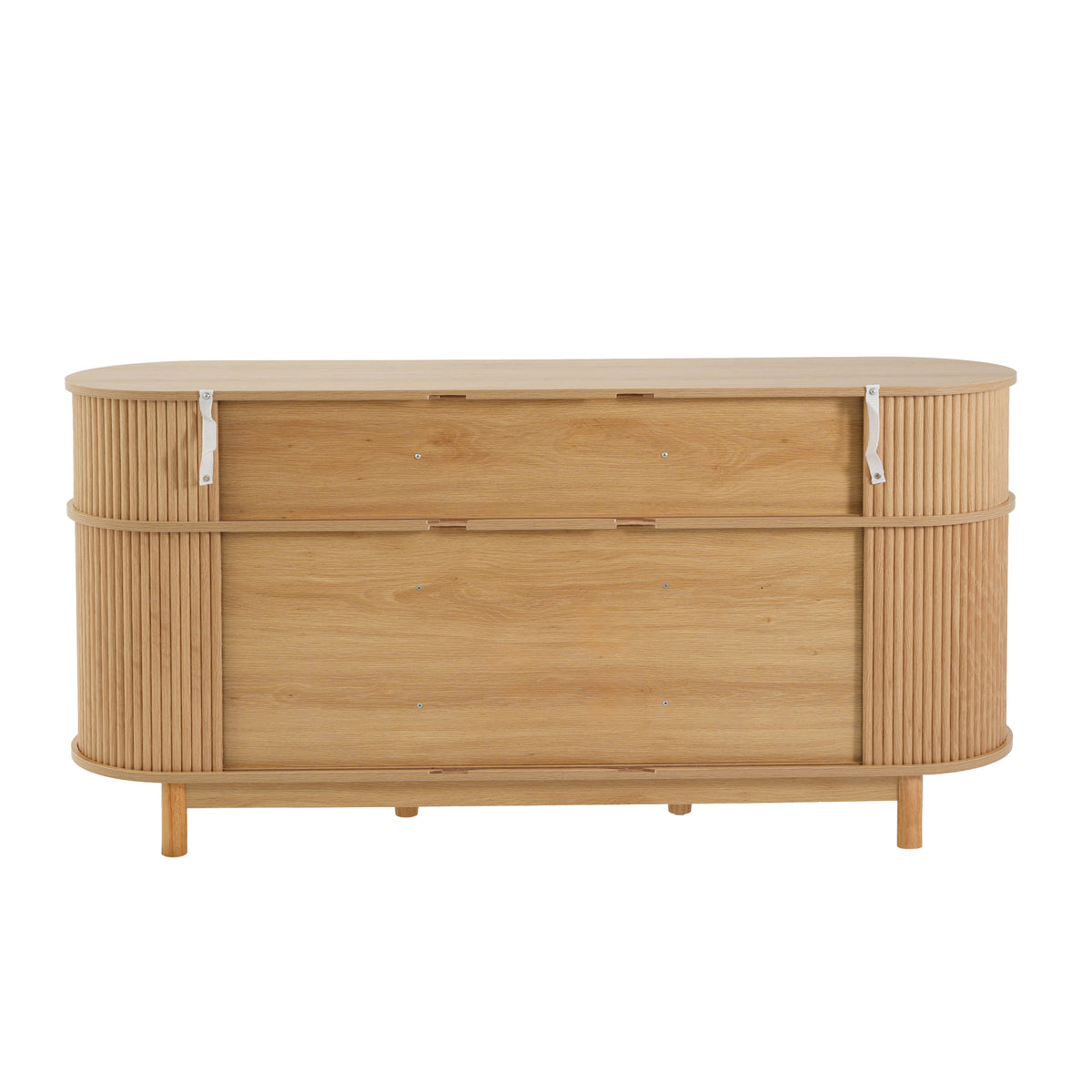 60.04" Natural Color Sideboard Buffet Cabinet with 4 Sliding Fluted Doors for - Image 5