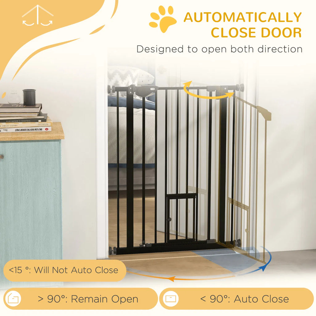 36" Easy Open Indoor Dog Gates for Doorways House Stair Black - Image 2