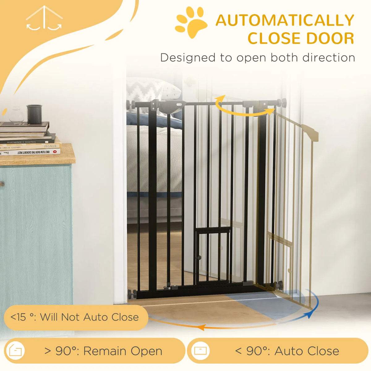 36" Easy Open Indoor Dog Gates for Doorways House Stair Black - Image 2