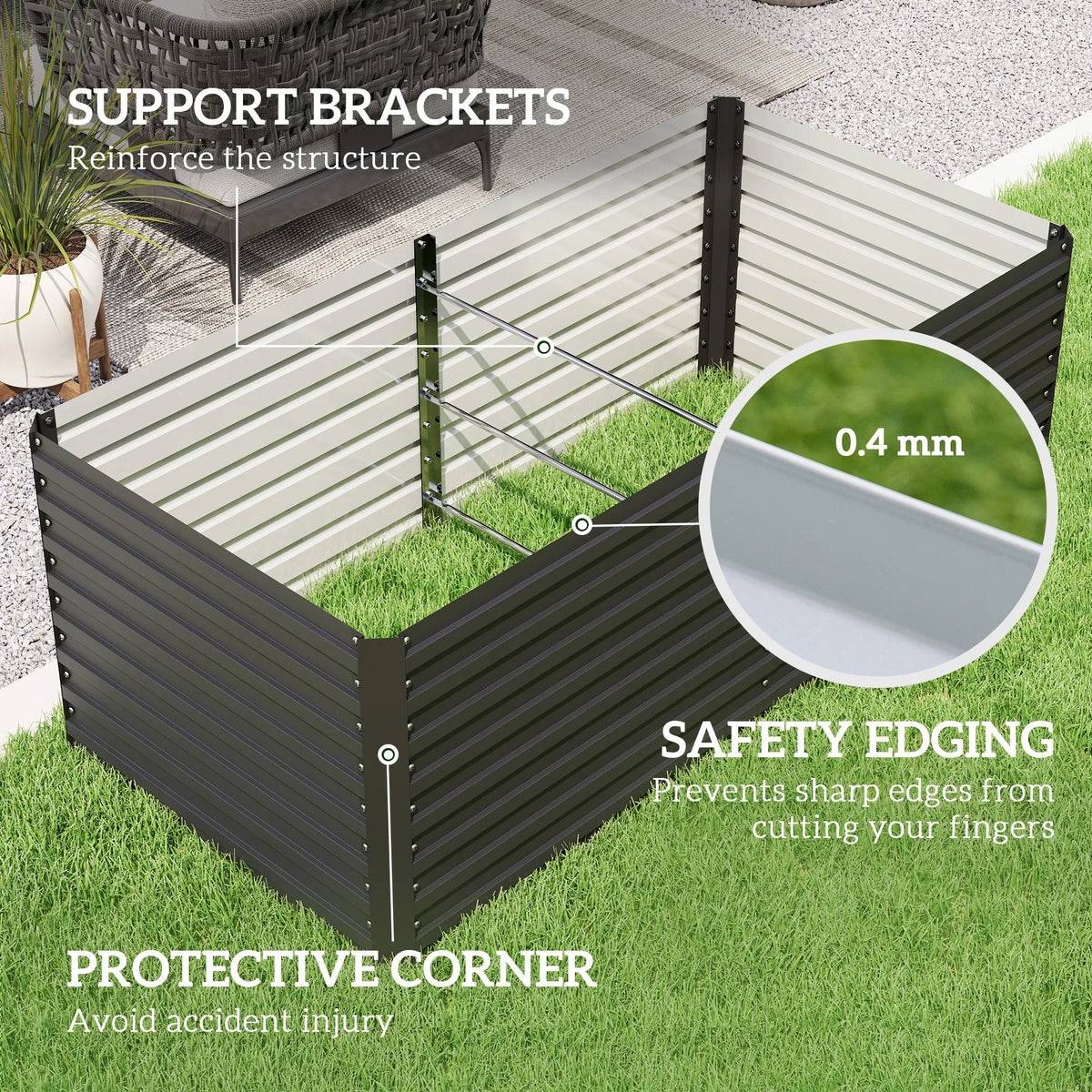 5' x 3' x 2' Raised Garden Bed Galvanized Planter Box for Growing Flowers - Image 3