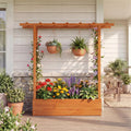 Fir Wood Raised Garden Bed with Side Trellis 109.22×35.56×114.30 cm Planter