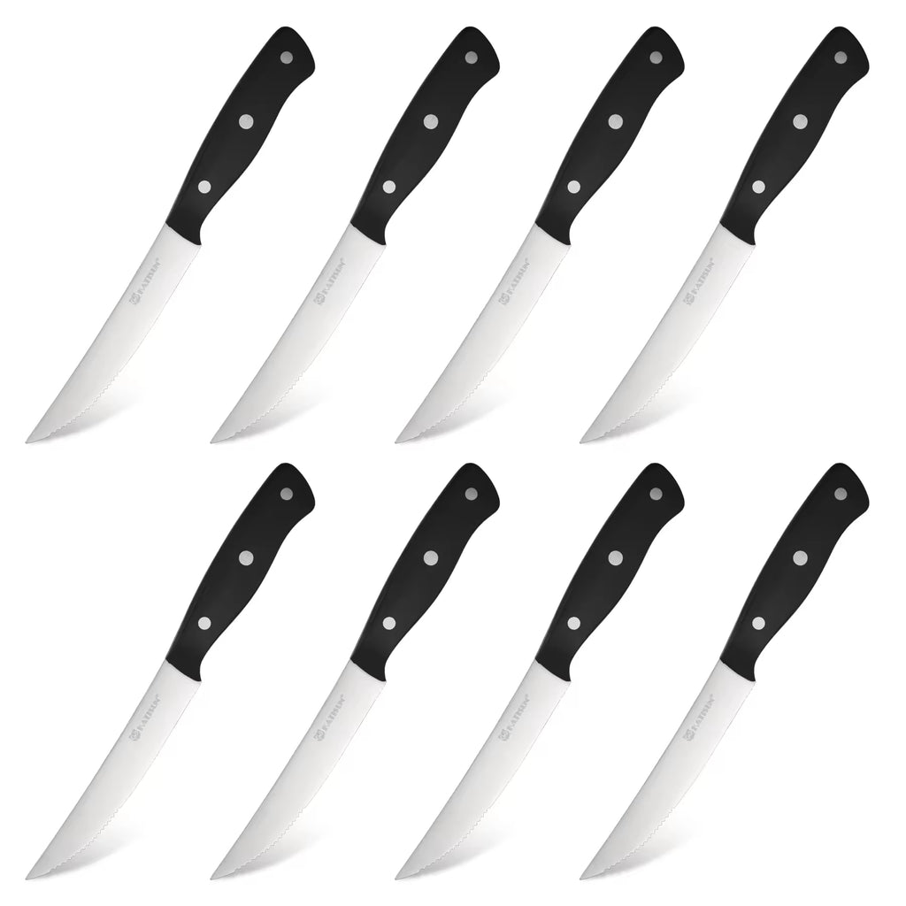 8 Piece 4.5 Inch Steak Knife Set Carbon Steel Double Bevel With Eco Friendly - Image 4