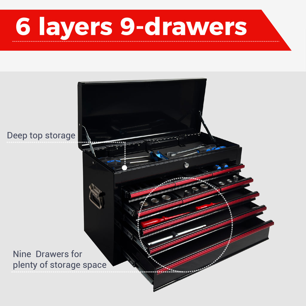 Heavy Duty Metal Tool Box 24 inch Portable Metal Tool Box with 9 Drawers - Image 3