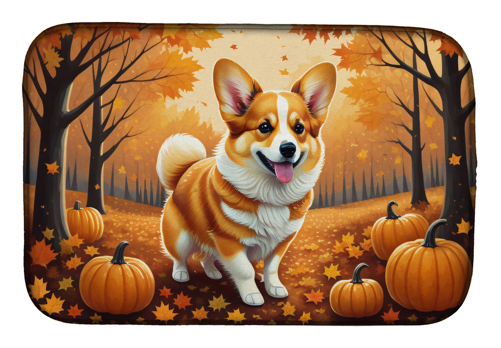 Corgi Fall Dish Drying Mat Absorbent Dish Drying Mat Pad for Kitchen Counter - Image 2