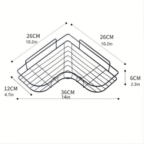 1pc Wall Mounted Bathroom Shelf Shower Caddy Rack No Punching Triangle - Dimensions and Specifications