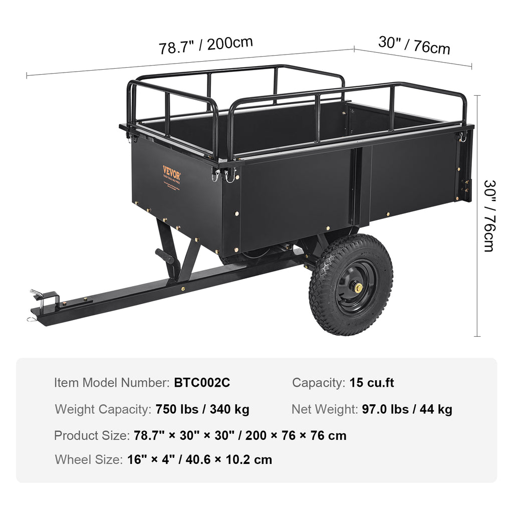 750-lb heavy-duty steel dump cart product detail
