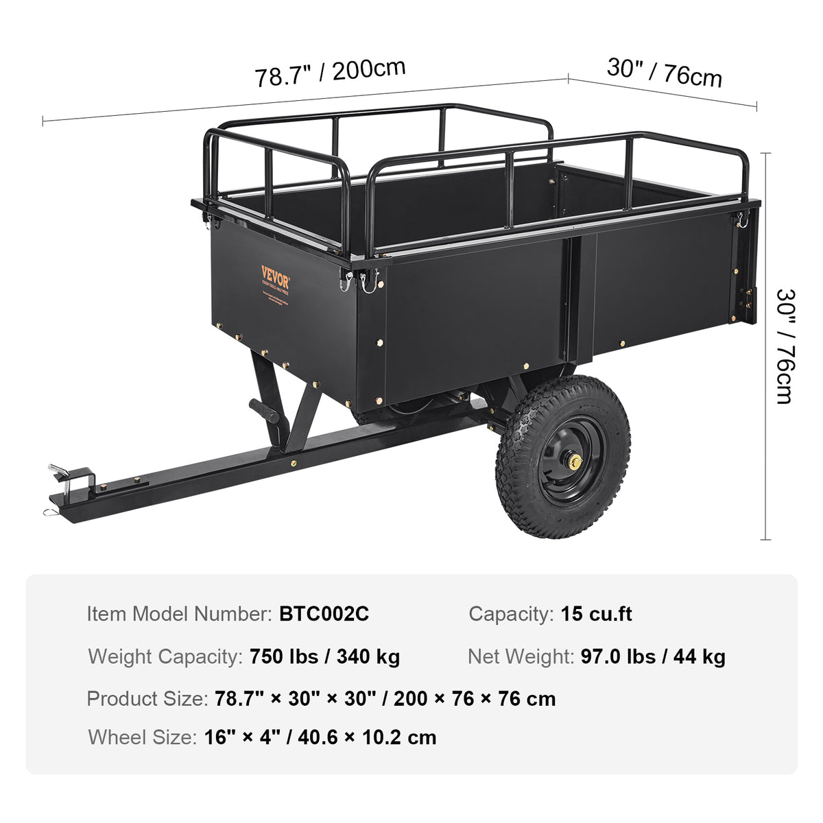 750-lb heavy-duty steel dump cart product detail