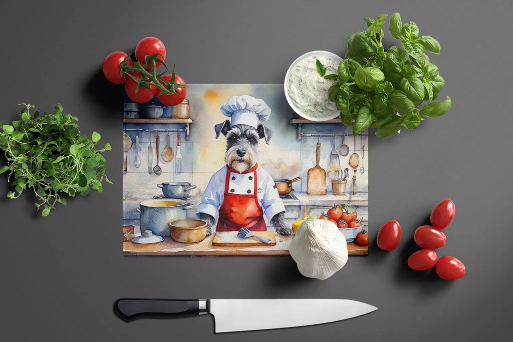 NEW Schnauzer The Chef Glass Cutting Board Decorative Tempered Glass Kitchen - Image 3